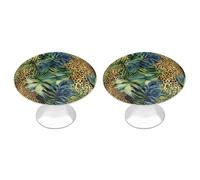 VstaDank Print Animal Leopard Print Jungle Cabinet Knobs Round Wardrobe Pulls Simple Drawer Handles with Screw Aluminum Alloy Closet Door Pull Modern Cabinet Hardware for Dresser Drawers 2 Pack
