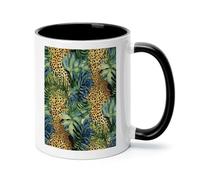 VstaDank Print Animal Leopard Print Jungle Coffee Mugs Personalized Coffee Cups White Ceramic Mug with Handles Funny Tazas Para Sublimacion Novelty Water Cup Tea Mug for Office And Home 11oz