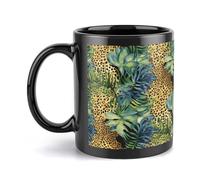 VstaDank Print Animal Leopard Print Jungle Mugs for Men Women Modern Black Camper Mug Funny Ceramic Coffee Cup with Handle Novelty Cute Travel Cups & Tea Cups for Home Office Party 12 Oz