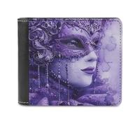 VstaDank Purple Gradient Texture Bifold Wallet for Women Men Soft PU Leather Wallet Slim Minimalist Front Pocket Bussiness Card Holder