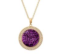 VstaDank Purple Leopard Necklaces Personalized Photo Round Pendant Necklace Elegant Diamond Necklaces Alloy Coin Pendant Fashion Jewelry Pendant Dainty Necklaces for Women, One Size, Metal, No