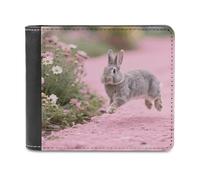 VstaDank Rabbit Runs to The Flowers Wallet Mens Bifold Wallet with Multiple Card Slots PU Leather Slim Billfold Minimalist Wallets