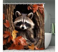 VstaDank Raccoon in The Fall Tree Hole Bath Curtain Elegant Heavy Duty Shower Curtains 70x70 in Rustic Farmhouse Cloth Shower Curtains Neutral Modern Bath Curtain for Bathroom
