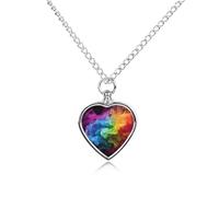 VstaDank Rainbow Smoke Urn Necklaces for Ashes Pendant Cat Dog Pet Cremation Jewelry Pet Urn Pendant Heart Shape Memorial Keepsake Pendants Urn Locket for Pets Ashes Necklace&Gift