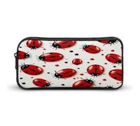 VstaDank Red Ladybug Pencil Case Large Capacity Pencil Pouch Portable Cute Pen Bags Multifunctional Pencil Bag Sturdy Aesthetic Pen Pouch Fashion Tool Bag Desk Organizer Unisex