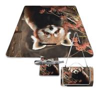 VstaDank Red Pandas Beach Blanket Thickened Foldable Camping Mats Soft Lightweight Beach Pad Square Picnic Blankets with Shoulder Strap for Park Grass Patio Hiking