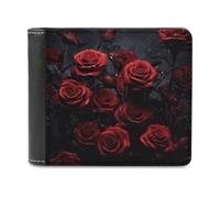 VstaDank Red Rose Photo Wallet Extra Capacity Bifold Wallet Slim Leather Wallets Credit Card Holder Coin Purse for Men