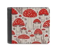 VstaDank Red White Mushroom Leather Wallet Slim Bifold Wallet Front Pocket Wallets Billfold Coin Purse Credit Card Holder