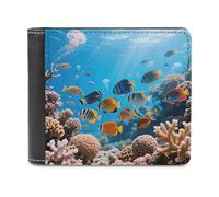 VstaDank Reef Fishes Wallet Mens Bifold Wallet with Multiple Card Slots PU Leather Slim Billfold Minimalist Wallets