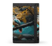 VstaDank Relaxing Rain And Birds Sounds Wallet for Men Extra Capacity Trifold Wallet Front Pocket Wallets with Magic Sticker Zipper Coin Pocket