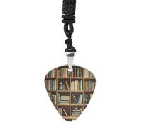 VstaDank Retro Bookshelf Guitar Pick Necklace Guitar Pick Holder Hip Hop Punk Music Necklace Guitar Pendant Stainless Steel R&B Music Jewelry for Women Men Music Lovers