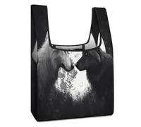 VstaDank Reusable Grocery Bag Foldable Fashion Washable Shopping Bag | Wolves Love Under The Moon Wild Grocery Tote Bag Lightweight Polyester Fabric Tote Bags Market Cloth Storage Bag for Women