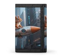 VstaDank Rocket Squirrel Wallet Wallets Credit Card Holder Slim Minimalist Wallets with Zipper Thin Purse Trifold Wallet