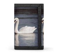 VstaDank Romantic White Swan Wallet for Men Extra Capacity Trifold Wallet Front Pocket Wallets with Magic Sticker Zipper Coin Pocket