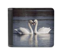 VstaDank Romantic White Swan Wallet Mens Bifold Wallet with Multiple Card Slots PU Leather Slim Billfold Minimalist Wallets