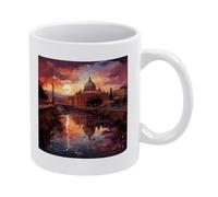 VstaDank Rome Sunset Mug 12 Oz Personalized Porcelain Coffee Mugs with Handle Funny Ceramic Coffee Cups Novelty Large Tea Cup Sublimation Mug for Tea Latte Cappuccino, White