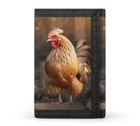 VstaDank Rooster And Chicken Wallet for Men Women Stylish Trifold Wallet Slim Minimalist Front Pocket Outdoor Sports Wallets Cards Purse