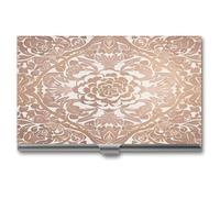 VstaDank Rose Gold Wallpaper Business Card Holder Slim Metal Business Card Case Portable Professional Name Card Holder Minimalist Name Card Case Personalized Business Card Organizer