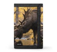VstaDank Rustic Woodland Deer Wallet for Men Women Large Capacity Trifold Wallet with Zipper Stylish Credit Card Holder 8 Cards Minimalist Front Pocket