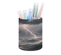 VstaDank Sailing Ship in Stormy Sea Pen Holder for Desk Makeup Brush Holders Stylish Pen Cup Cute Pencil Cup Round Pencil Holder Decor Brush Scissor Holders for Multifunctional Office Supplies