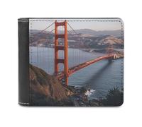 VstaDank San Francisco Golden Gate Bridge Leather Wallet for Men Bifold Wallet Stylish Slim Front Pocket Wallets Credit Card Holder Cash Purse