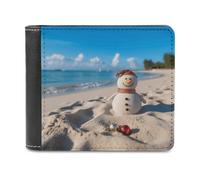 VstaDank Sand Snowman on Beach Wallet Extra Capacity Bifold Wallet Slim Leather Wallets Credit Card Holder Coin Purse for Men