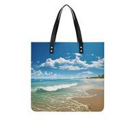 VstaDank Sandy Beach Tote Bag Large Capacity Tote Handbags for Women PU Leather Satchel Purses Fashion Handbag