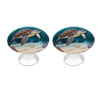 VstaDank Sea Turtle Swimming Cabinet Knob 2 Pack Round Drawer Pull Kitchen Cabinet Hardware Stainless Steel Dresser Drawer Knob Simple Cabinet Pull for Dresser Closet Door Knobs Cupboard