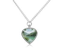 VstaDank Shalimar Green Urn Necklace for Ashes Personalized Pet Cremation Jewelry for Ashes Pendant Heart Urn Necklace Memorial Keepsake Jewelry for Pet Dog Cat Ashes Necklace