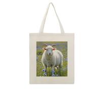 VstaDank Sheep Canvas Tote Bag with Handles Extremely Sturdy Reusable Shopping Bag Lightweight Foldable Cotton Cloth Grocery Bags Magic Aesthetic Tote Bag for Women Travel