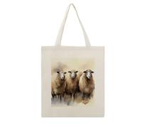 VstaDank Sheeps Watercolor Canvas Tote Bag Economical Cotton Tote Bags with Handle Lightweight Medium Reusable Grocery Shopping Cloth Bags Bridesmaids Totes for Women 16x13 Inch