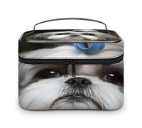 VstaDank Shih Tzu Dog Makeup Bag for Women Portable Travel Toiletry Bag with Handle Lightweight Large Capacity Cosmetic Bags Waterproof Makeup Storage Bags for Home Travel
