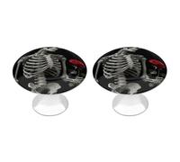 VstaDank Skeleton Holding A Red Rose Drawer Knob Nice Bathroom Cabinet Knob Round Cabinet Pull Stainless Steel Cabinet Handle Circle Drawer Handle Modern Drawer Pull for Wardrobe Cupboard 2 Pcs
