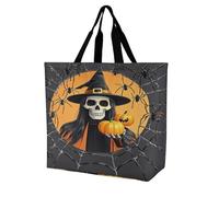 VstaDank Skeleton Spider Web Grocery Bag Reusable Shopping Bag Washable Collapsible Tote Large Capacity Shopping Tote Fashion Market Shopper Bags for Supermarket Camping Traveling