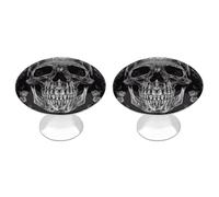 VstaDank Skull Skeleton Drawer Knob Nice Bathroom Cabinet Knob Round Cabinet Pull Stainless Steel Cabinet Handle Circle Drawer Handle Modern Drawer Pull for Wardrobe Cupboard 2 Pcs