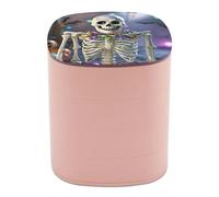 VstaDank Skull with Colored Lights Jewelry Box with Mirror 4-Layer Rotating Jewelry Tray Case Portable Jewelry Case Trinket Boxes Trinket Cases Travel Jewelry Organizer Earrings Storage Box