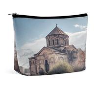 VstaDank Small Armenian Church Makeup Bag Pu Leather Makeup Pouch Portable Travel Toiletry Bags with Zipper Waterproof Cosmetic Pouch Lipstick Cosmetic Accessories Organizer Gifts