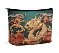 VstaDank Small Dragon Chinese Background Makeup Bag for Purse Portable Cosmetic Pouch with Zipper Travel Waterproof Toiletry Bags Coin Purse Lipstick Cosmetic Accessories Organizer Gifts