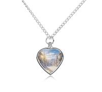 VstaDank Snow Forest Light Path Urn Necklace for Ashes Personalized Pet Cremation Jewelry for Ashes Pendant Heart Urn Necklace Memorial Keepsake Jewelry for Pet Dog Cat Ashes Necklace