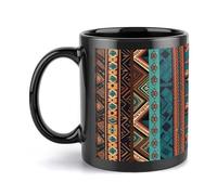 VstaDank Southwest Native Art Patterns Mugs for Men Women Modern Black Camper Mug Funny Ceramic Coffee Cup with Handle Novelty Cute Travel Cups & Tea Cups for Home Office Party 12 Oz