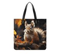 VstaDank Squirrel in The Woods Tote Bag Large Capacity Tote Handbags for Women PU Leather Satchel Purses Fashion Handbag