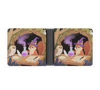 VstaDank Squirrel Wearing A Wizard Hat Bifold Wallet for Women Men Slim Soft PU Leather Wallet Slim Minimalist Front Pocket Credit Card Holder