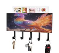 VstaDank Star Feather Phoenix Key Holder for Wall Decorative Mail Organizer Wall Mount Key Hanger Easy Installation Key Rack with Self-Adhesive Paper 5 Key Hook for Door Hallway Home Decor