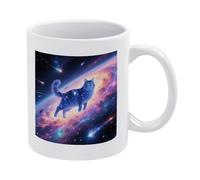VstaDank Stellar Cat Mug Novelty Coffee Cup with Handle Sublimation Mugs White Tea Cup Large Ceramic Coffee Mug Personalized White Mugs Idea Gift for Office Home Use