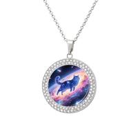 VstaDank Stellar Cat Necklaces for Women Exquisite Round Pendant Necklace Multicolored Diamond Studded Necklace Non-Tarnish Coin Pendant Fashion Jewelry Necklaces Gifts