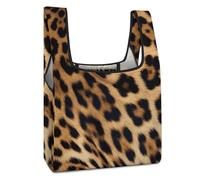 VstaDank Sturdy Reusable Rough Leopard Print Grocery Bags Large Collapsible Tote Bag Packable Collapsible Compact Shopping Bags Cute Cloth Storage for Market Holiday
