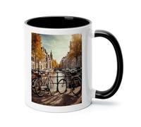 VstaDank Sublimation Bicycles in Amsterdam Coffee Mugs Modern White Ceramic Coffee Cup with Handle Funny Tazas Para Sublimacion Novelty Water Cups Tea Mug Idea Gift for Women Men 11oz