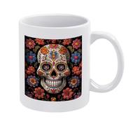 VstaDank Sugar Skulls Coffee Mug Ceramic Camper Mugs Funny Coffee Cup with Handle Tazas Para Sublimacion Novelty Tea Mug Cups Idea Gift for Men Women Office Work 11oz