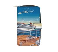 VstaDank Summer Sea Cruise Wallets Multi-functional Long Wallet Leather Wallet Credit Card Holder Money Clip Travel Wallets Coin Purse