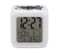 VstaDank Sun Ocean Octopus Alarm Clock 7 Color Changing LED Wake-Up Clocks Printed Home Decoration Multi-Color Night Light Digital Alarm Clock with Temperature Display for Home Office